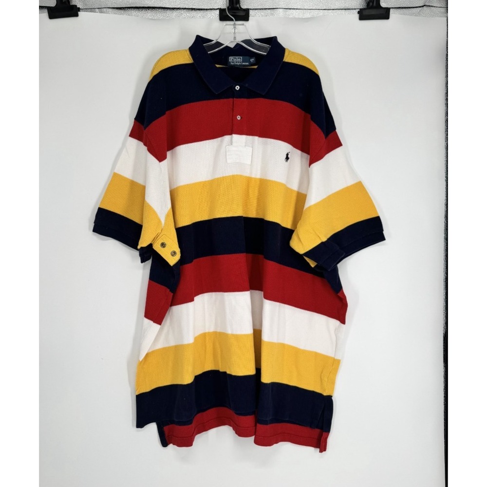 Polo Ralph Lauren Polo Shirt 6XL Big 6XB Colorful Striped Rugby Vented Pony Logo